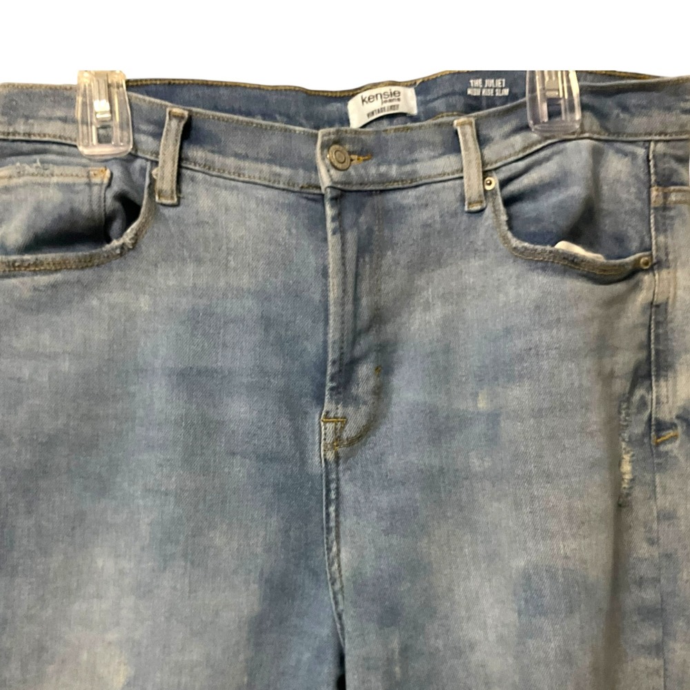Kensie Jeans The Juliet High Rise Slim Vintage Luxe Blue Frayed Hem Jeans 14/32 - Picture 7 of 8